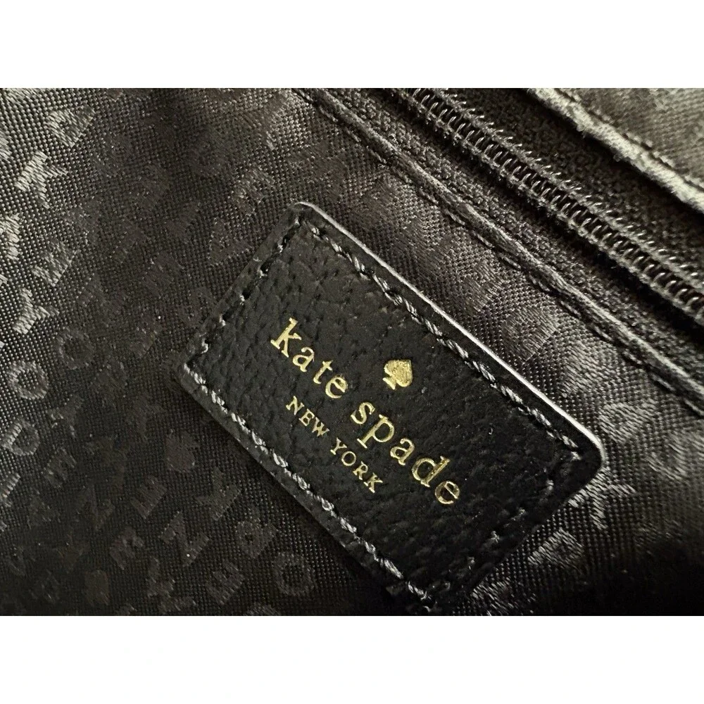 Kate Spade New York Black Leather Dome Satchel Shoulder Bag Purse Gold Tone EUC